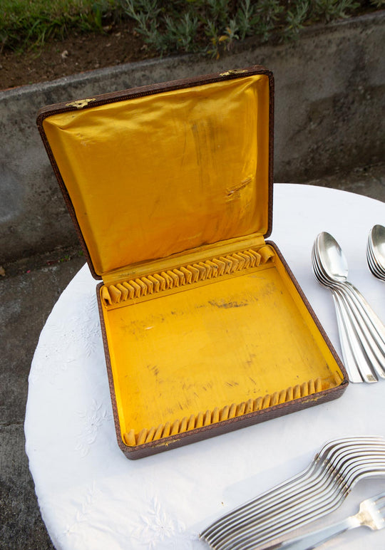 Cubertería MESA francesa PARA 12 metal baño plata art decó 1930/40s (24 PIEZAS)
