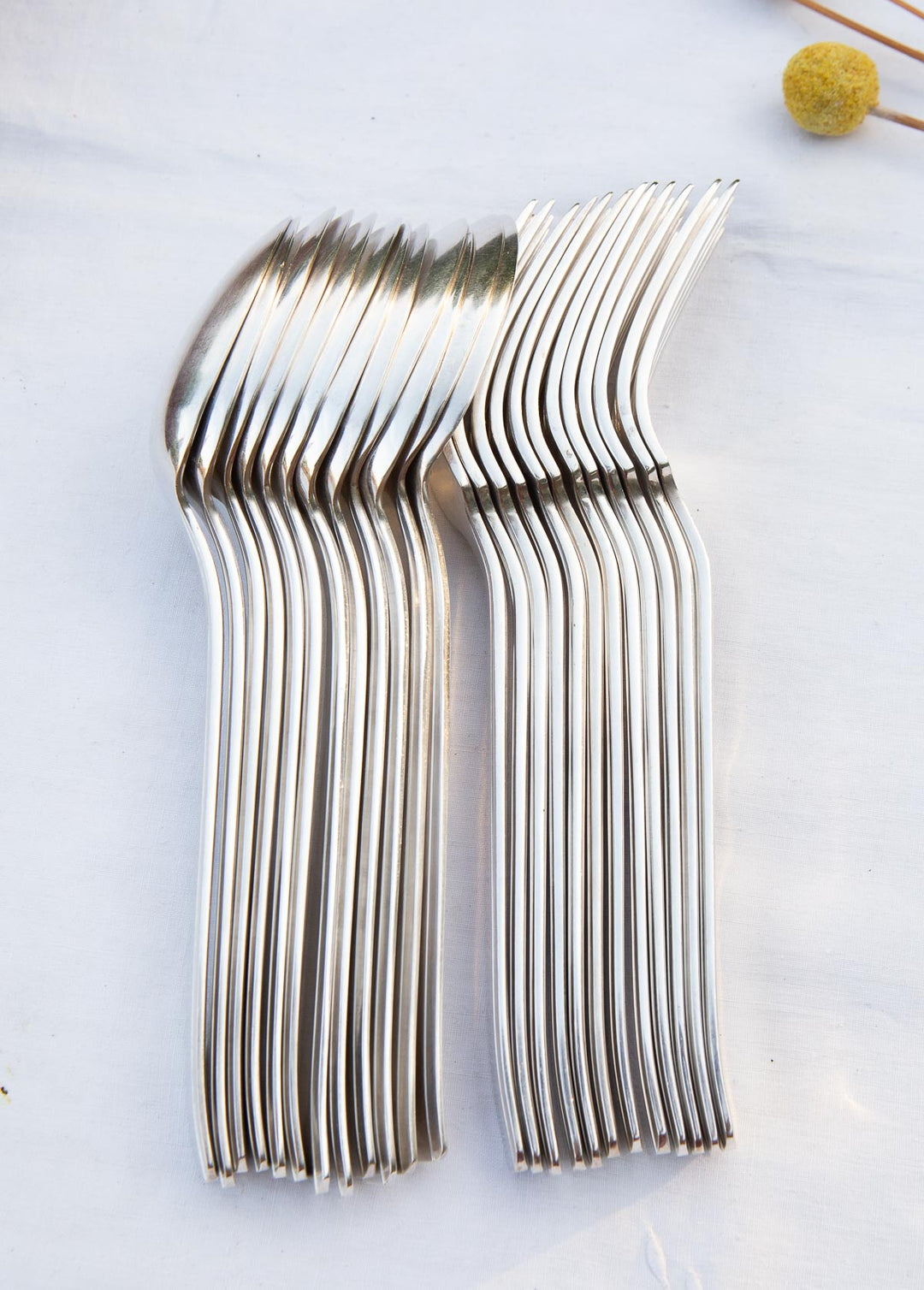 Cubertería MESA francesa PARA 12 metal baño plata art decó 1930/40s (24 PIEZAS)