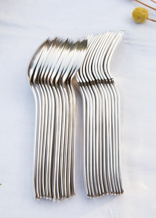 Cubertería MESA francesa PARA 12 metal baño plata art decó 1930/40s (24 PIEZAS)