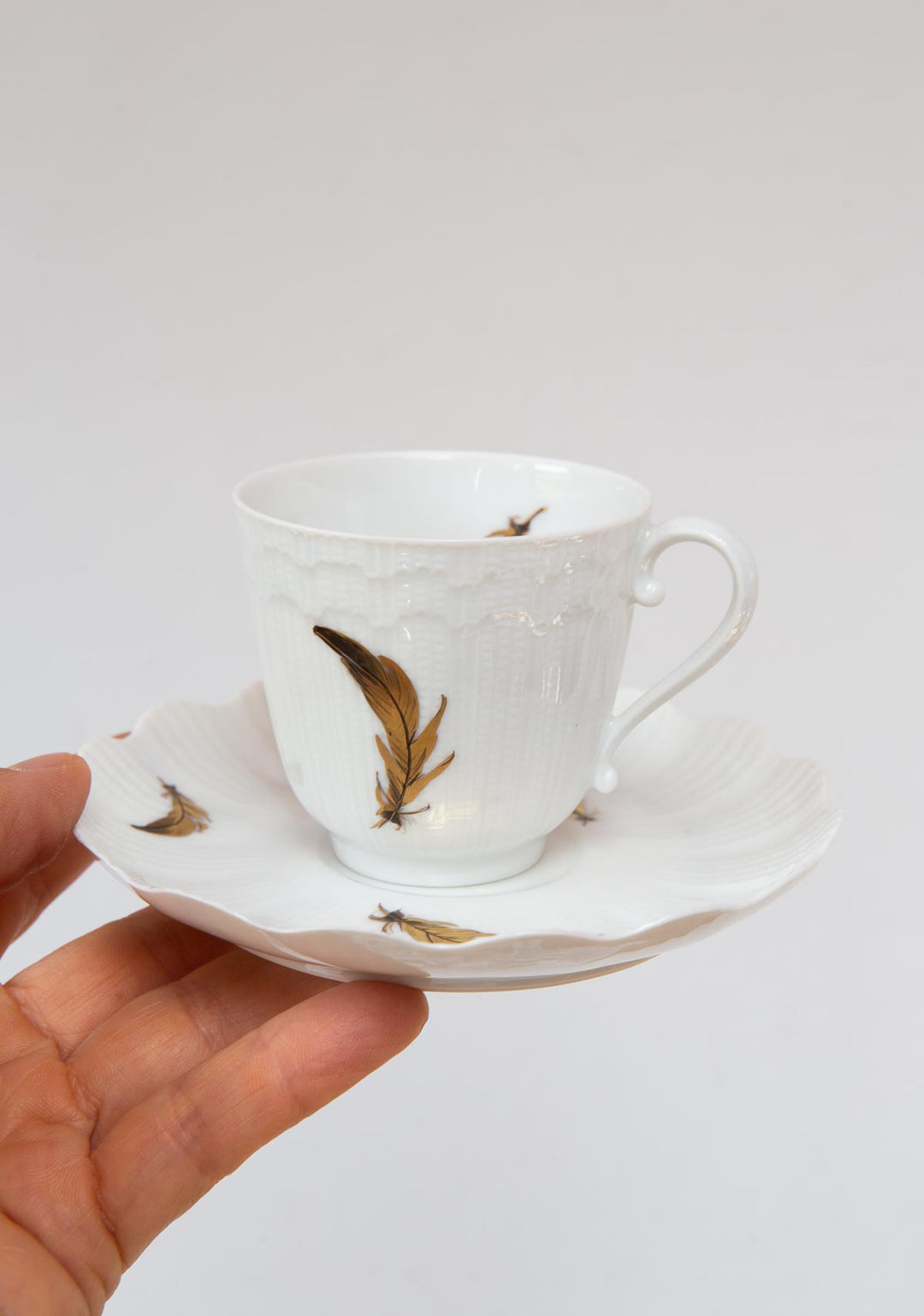 Juego de café Giraud Limoges 11 SERVICIOS hojas oro pintadas a mano (22 PIEZAS)