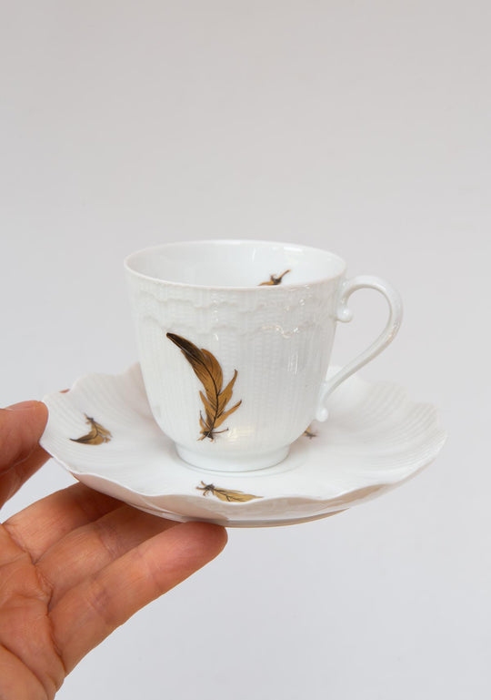Juego de café Giraud Limoges 11 SERVICIOS hojas oro pintadas a mano (22 PIEZAS)
