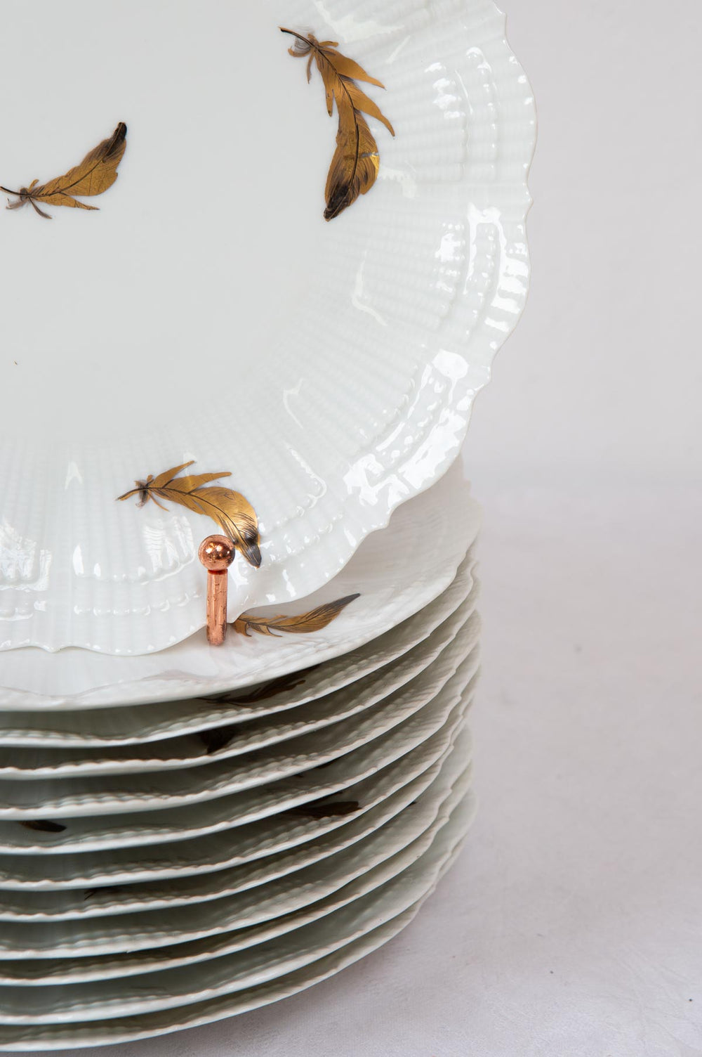 platos porcelana Giraud limoges hojas oro fino