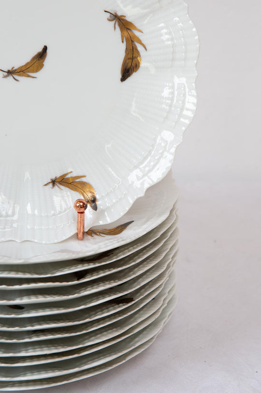 platos porcelana Giraud limoges hojas oro fino