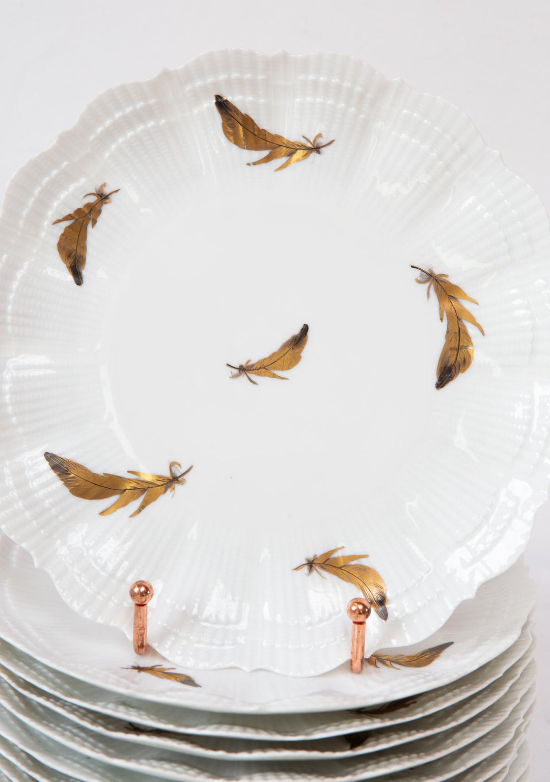 platos porcelana Giraud limoges hojas oro fino