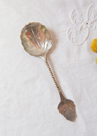 Cucharilla espolvoreadora "sifter" en plata maciza Hanau c. 1885-1905