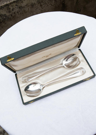 Juego cubiertos servir ENSALADA metal baño plata Christofle Contours