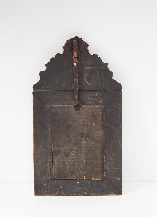 Antiguo espejo francés latón repujado con copete s. XIX (58*33 cm)