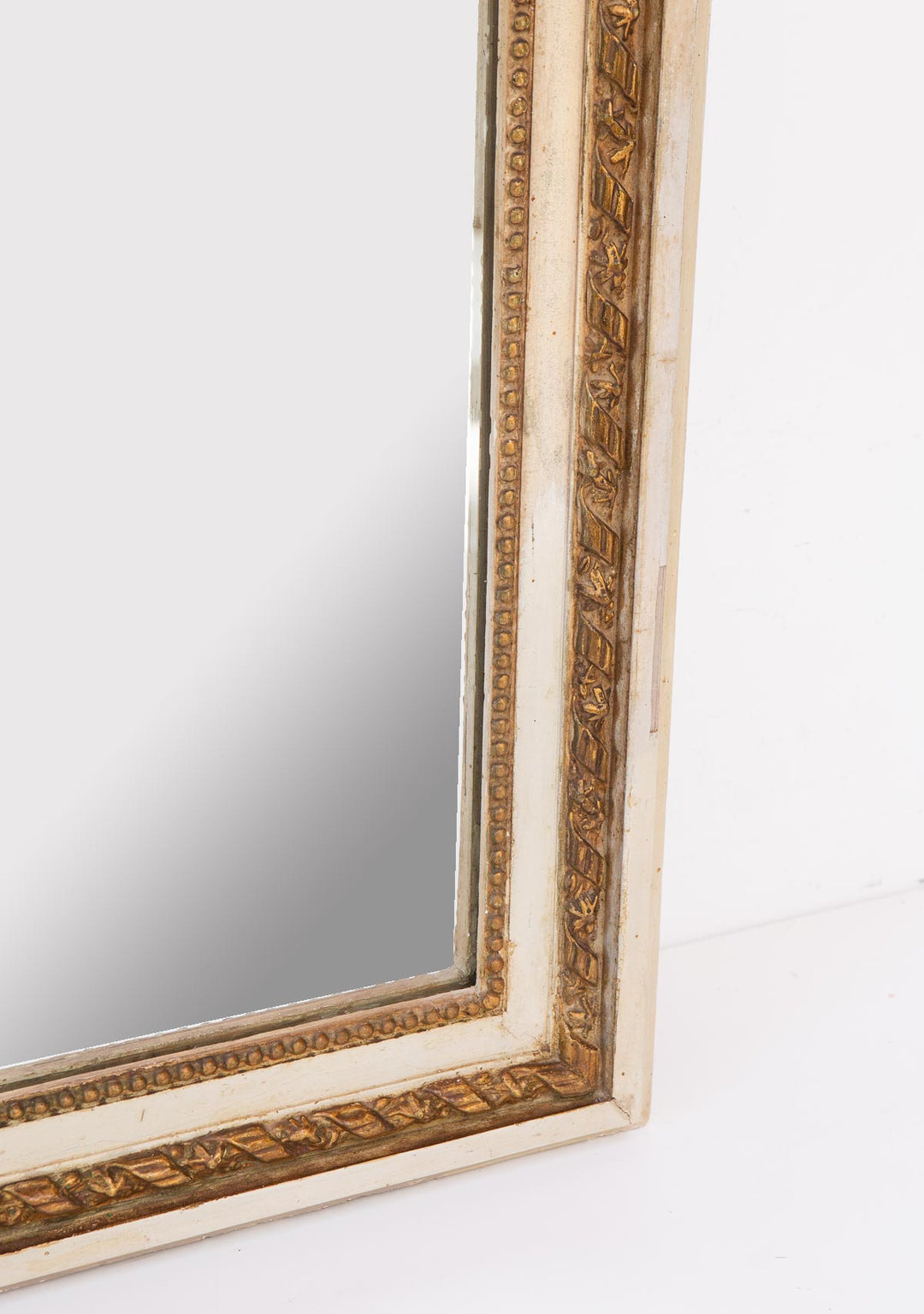 Antiguo espejo trumeau francés estilo Louis XVI con copete y lazo c. 1900 (127*75 cm)