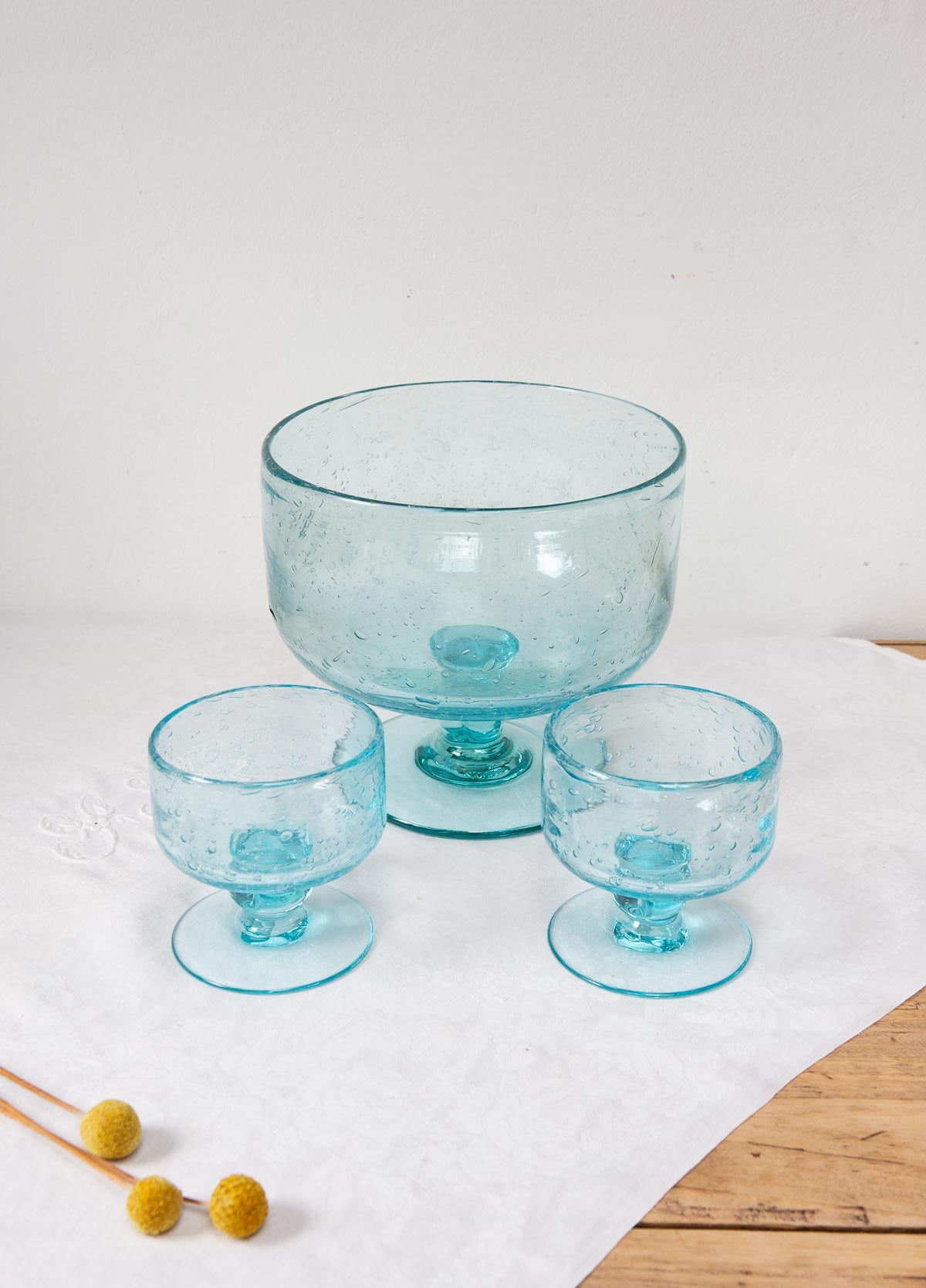 JUEGO SANGRÍA VIDRIO AZUL
