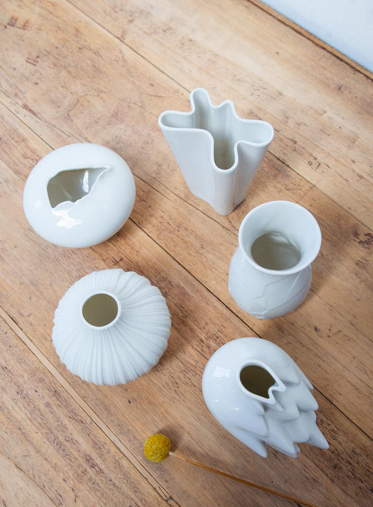 Juego de 5 pequeños jarrones porcelana blanca Rosenthal Studioline Mini Vases
