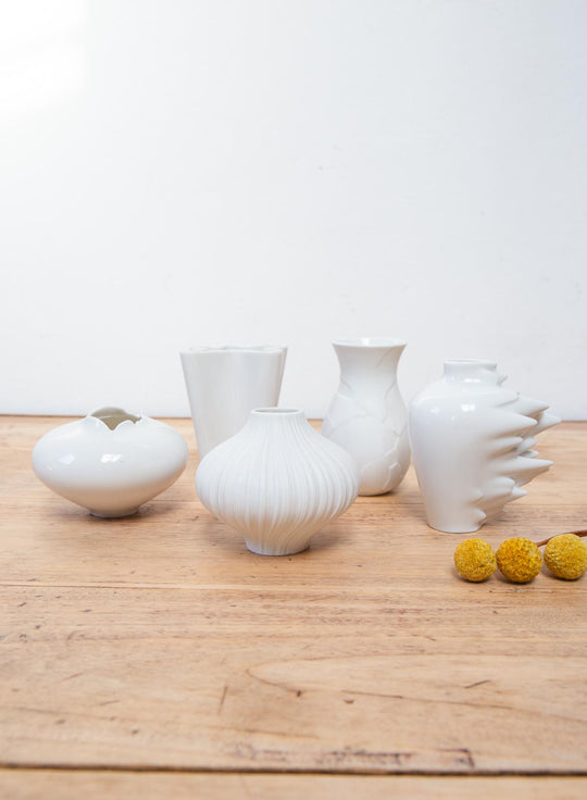 Juego de 5 pequeños jarrones porcelana blanca Rosenthal Studioline Mini Vases