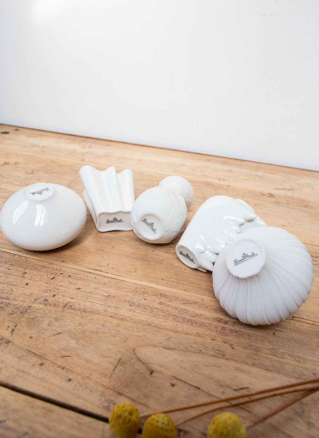 Juego de 5 pequeños jarrones porcelana blanca Rosenthal Studioline Mini Vases