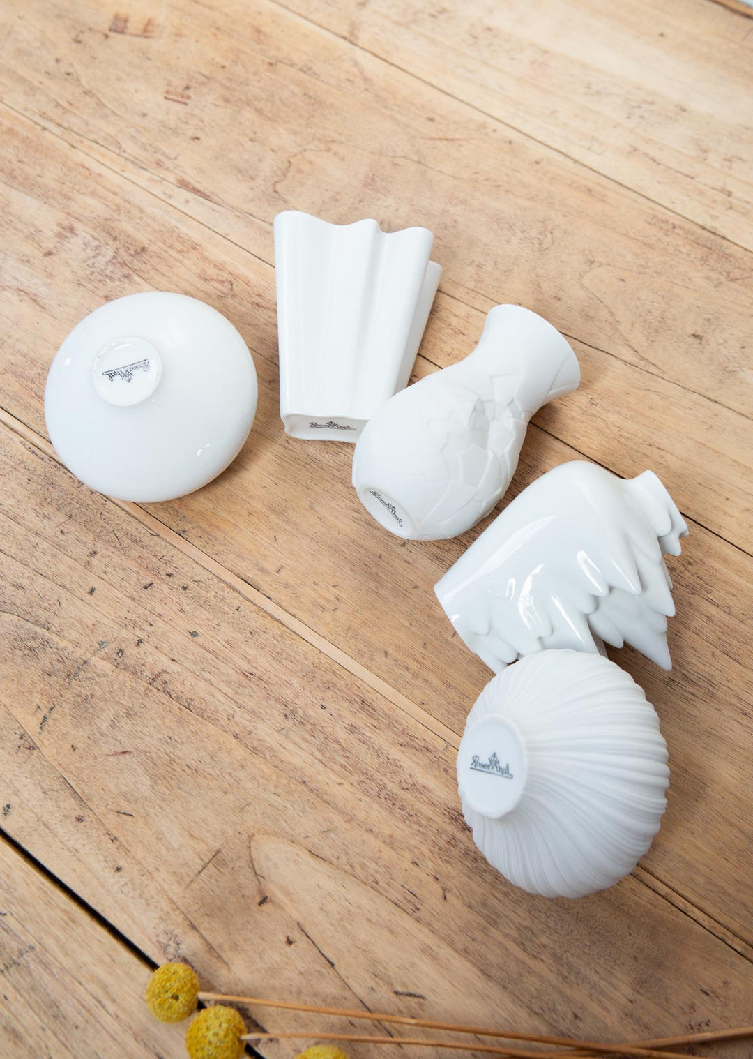juego 5 jarrones rosenthal porcelana blanca