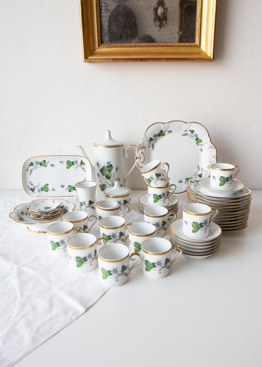 Juego porcelana sueca Hackefors PARA 12 "Anemone Hepatica" c. 1970 (49 PIEZAS)