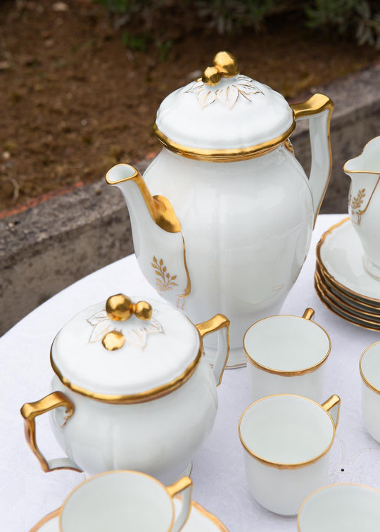 Juego de café PARA 9 porcelana Limoges RAYNAUD (23 PIEZAS)