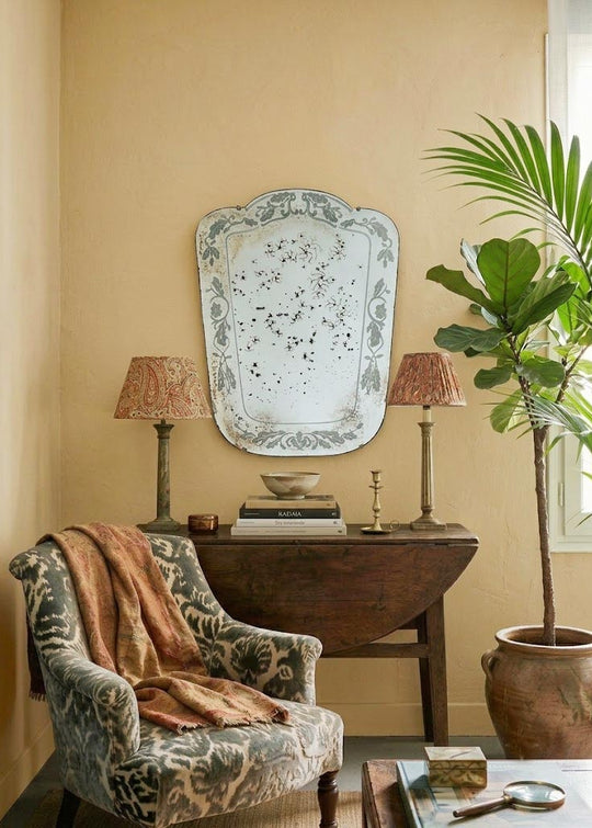 Espejo francés estilo veneciano cristal grabado c. 1950 (71*54 cm)