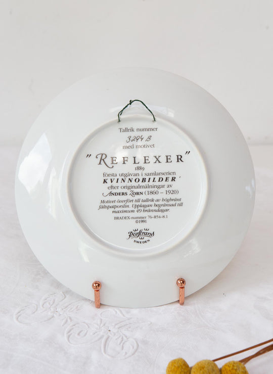 Plato decorativo porcelana sueca Rörstrand "Reflexer" Anders Zorn c. 1991