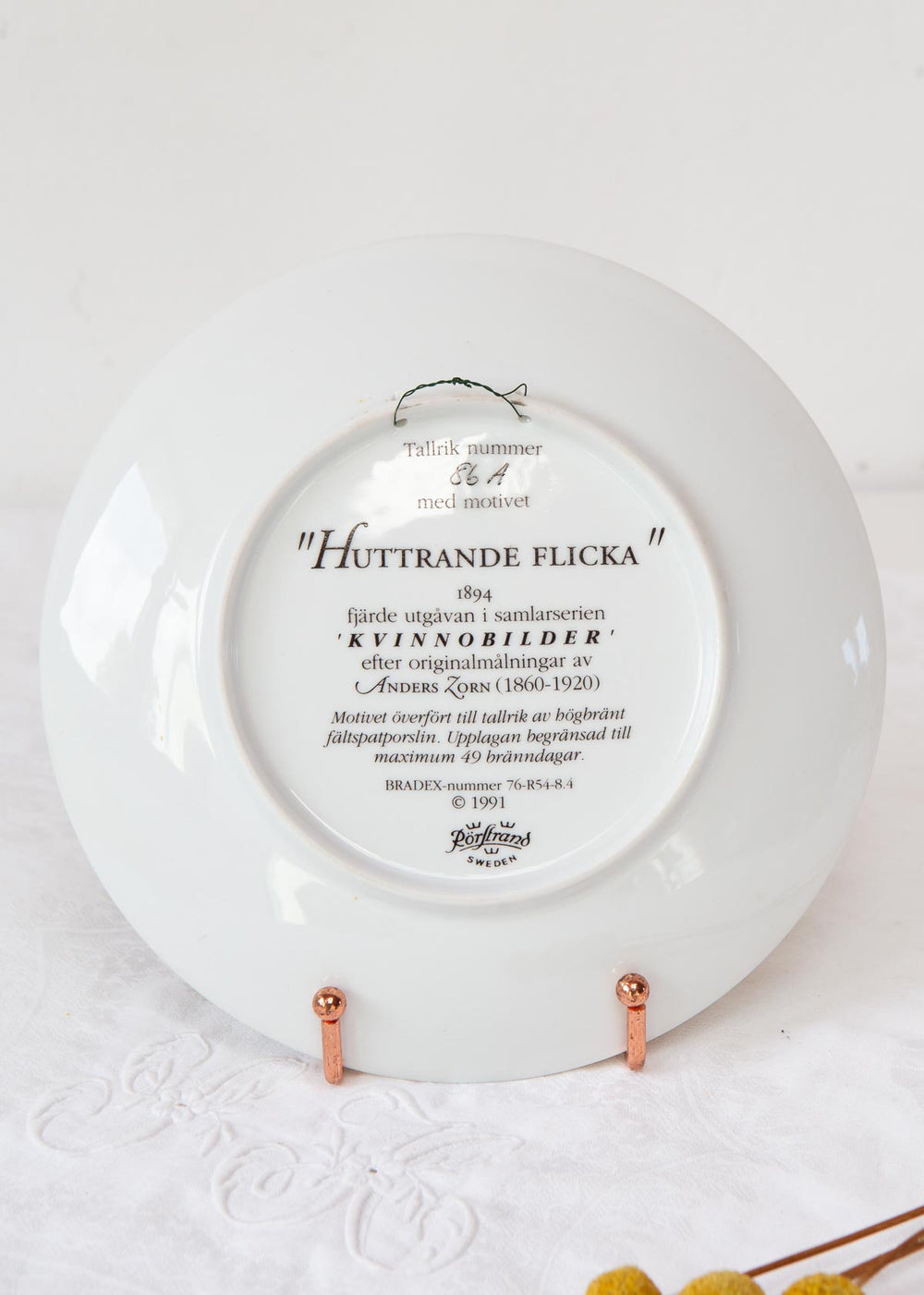 Plato decorativo porcelana sueca Rörstrand "Kvinnobilder" Anders Zorn 1991