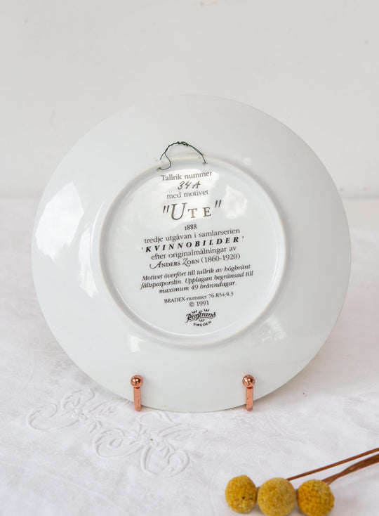 Plato decorativo porcelana sueca Rörstrand "Kvinnobilder" Anders Zorn 1991