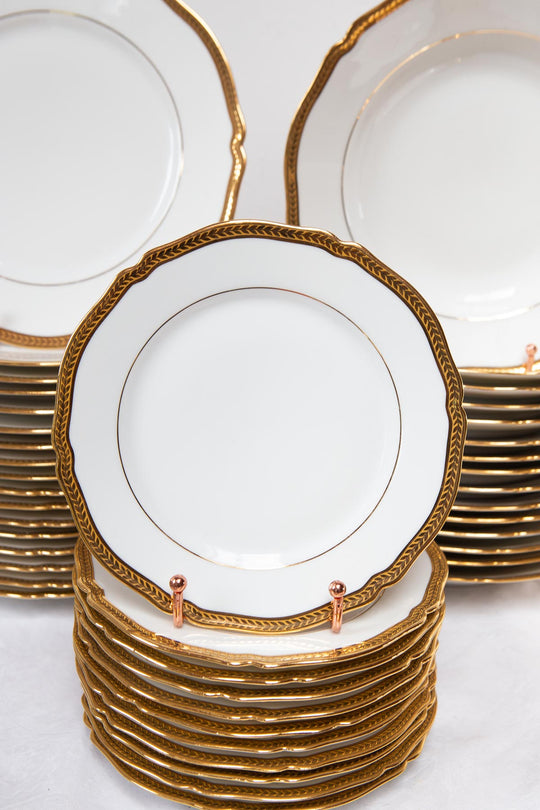 Vajilla francesa porcelana Limoges Unique filo dorado c. 1950s (53 PIEZAS)