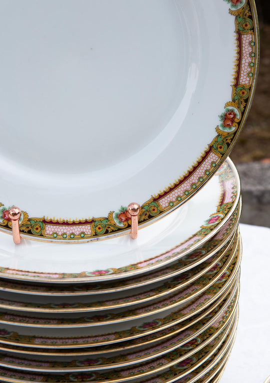 Juego de 16 platos llanos y hondos porcelana Limoges c. 1930s