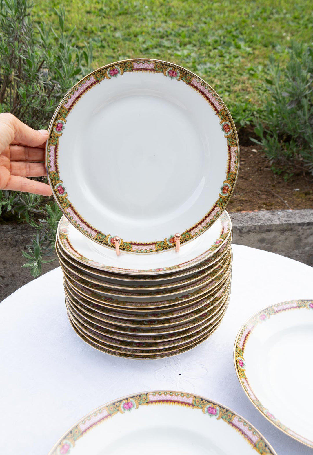 Juego de 16 platos llanos y hondos porcelana Limoges c. 1930s