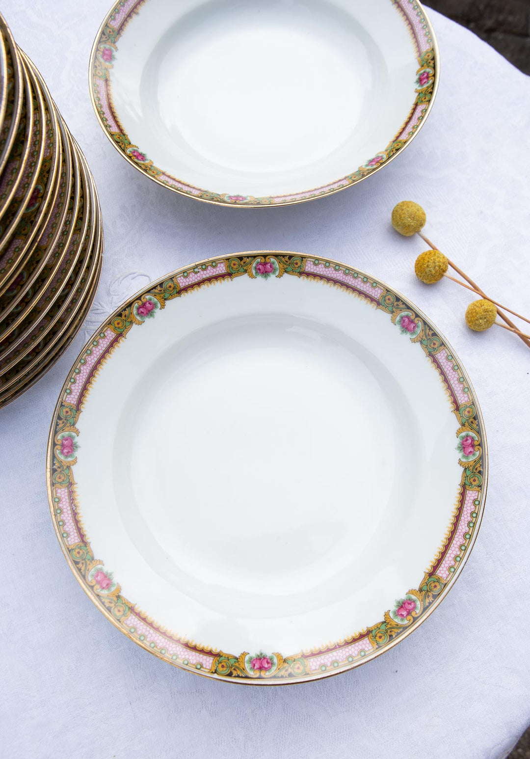 Juego de 16 platos llanos y hondos porcelana Limoges c. 1930s