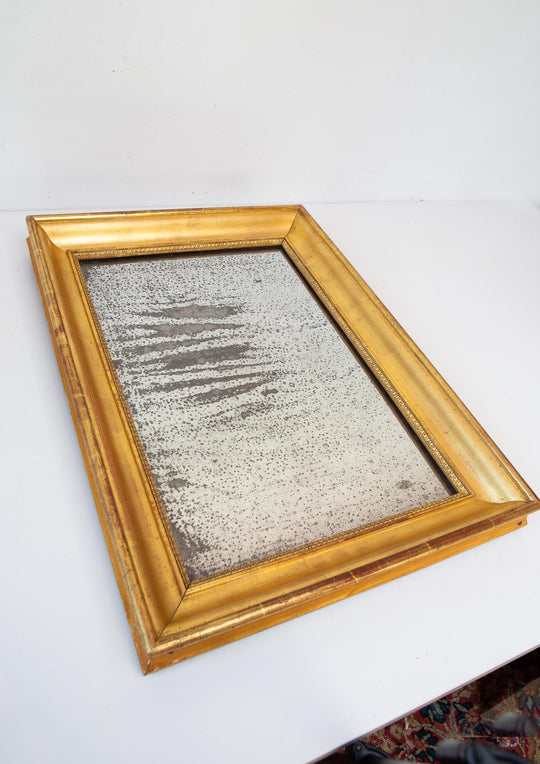 Antiguo espejo rectangular dorado cristal al mercurio Louis Philippe c. 1830 (55*40 cm)
