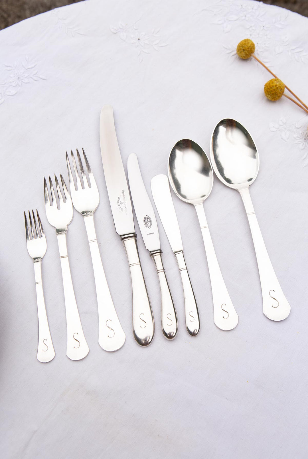 Cubertería sueca GAB Svensk PARA 12 inicial "S" c. 1940s (88 PIEZAS)