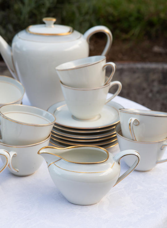 Juego de café para 12 porcelana alemana Frisia | KPM Copenhague Fredensborg c. 1950s (39 PIEZAS)