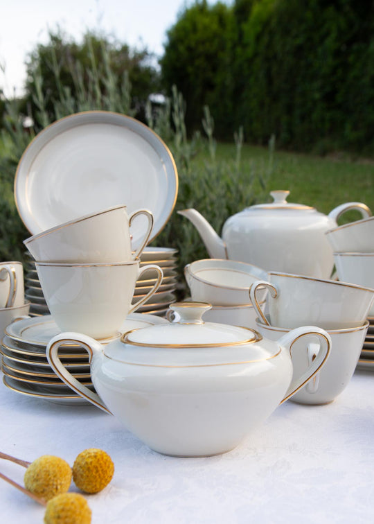 Juego de café para 12 porcelana alemana Frisia | KPM Copenhague Fredensborg c. 1950s (39 PIEZAS)