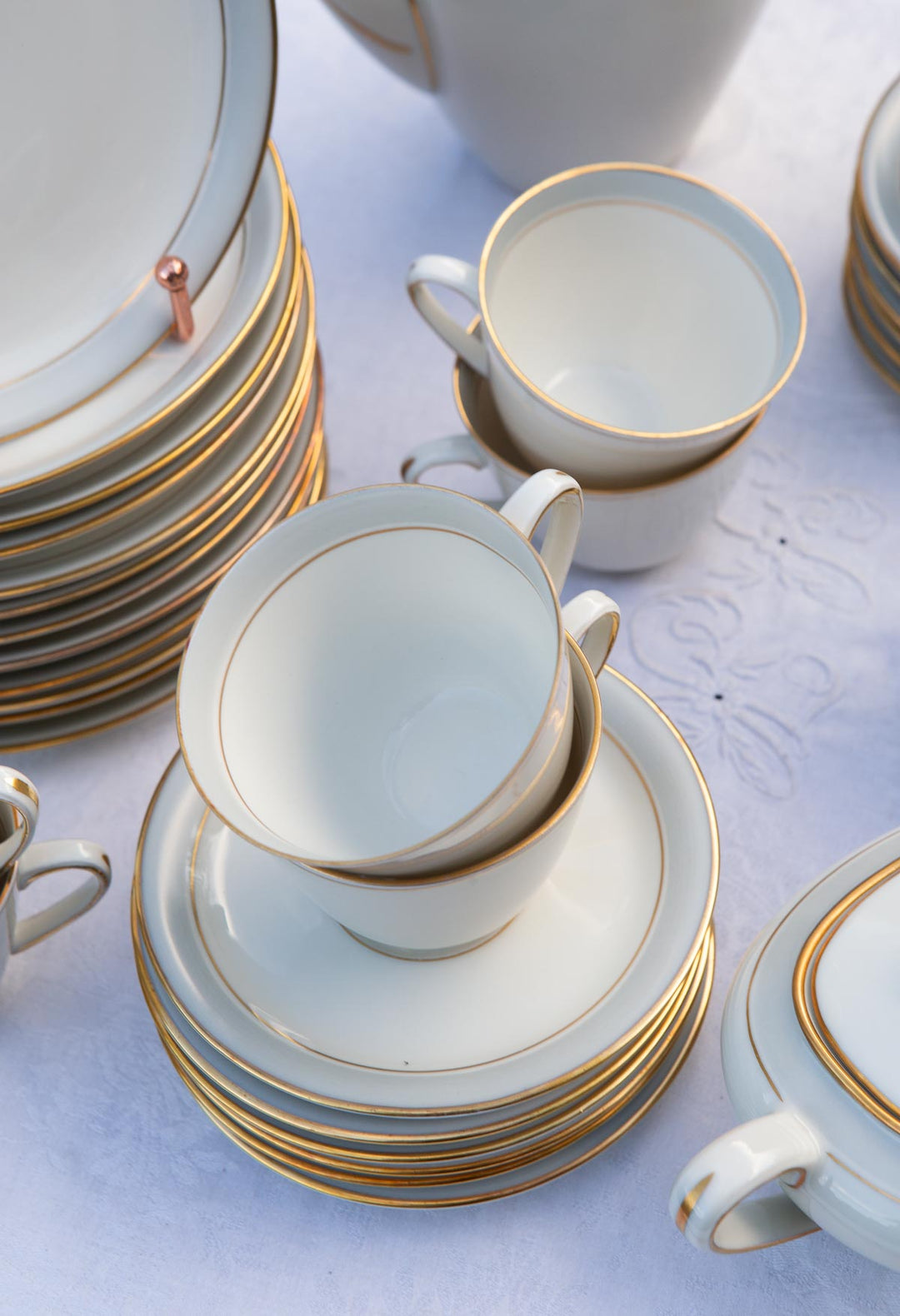 Juego de café para 12 porcelana alemana Frisia | KPM Copenhague Fredensborg c. 1950s (39 PIEZAS)