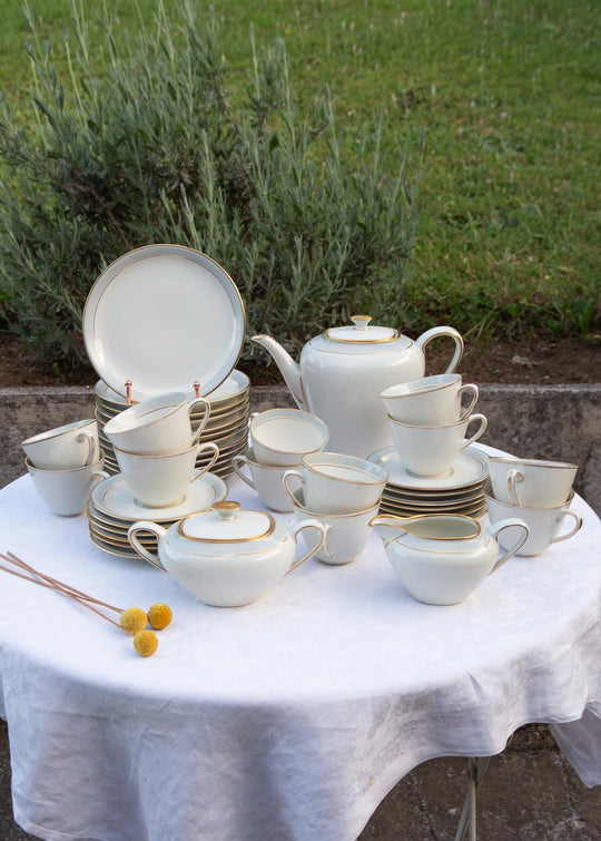 Juego de café para 12 porcelana alemana Frisia | KPM Copenhague Fredensborg c. 1950s (39 PIEZAS)