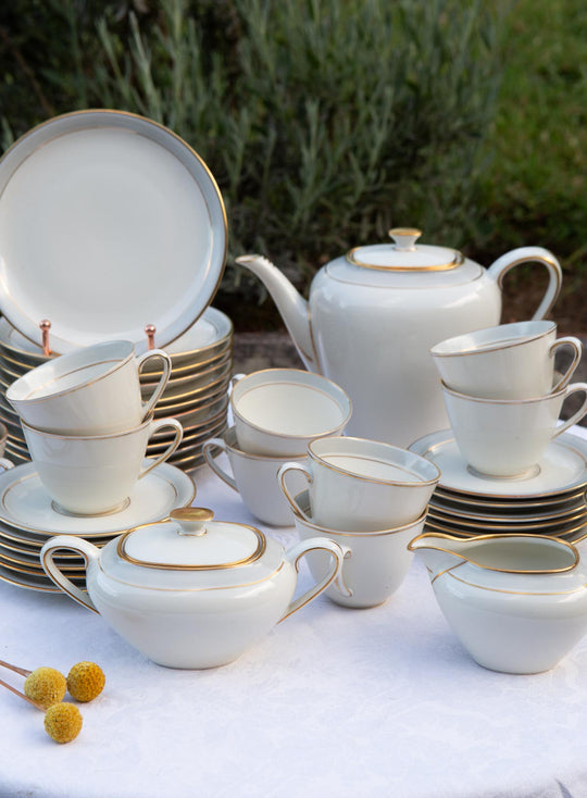 Juego de café para 12 porcelana alemana Frisia | KPM Copenhague Fredensborg c. 1950s (39 PIEZAS)