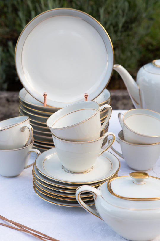 Juego de café para 12 porcelana alemana Frisia | KPM Copenhague Fredensborg c. 1950s (39 PIEZAS)