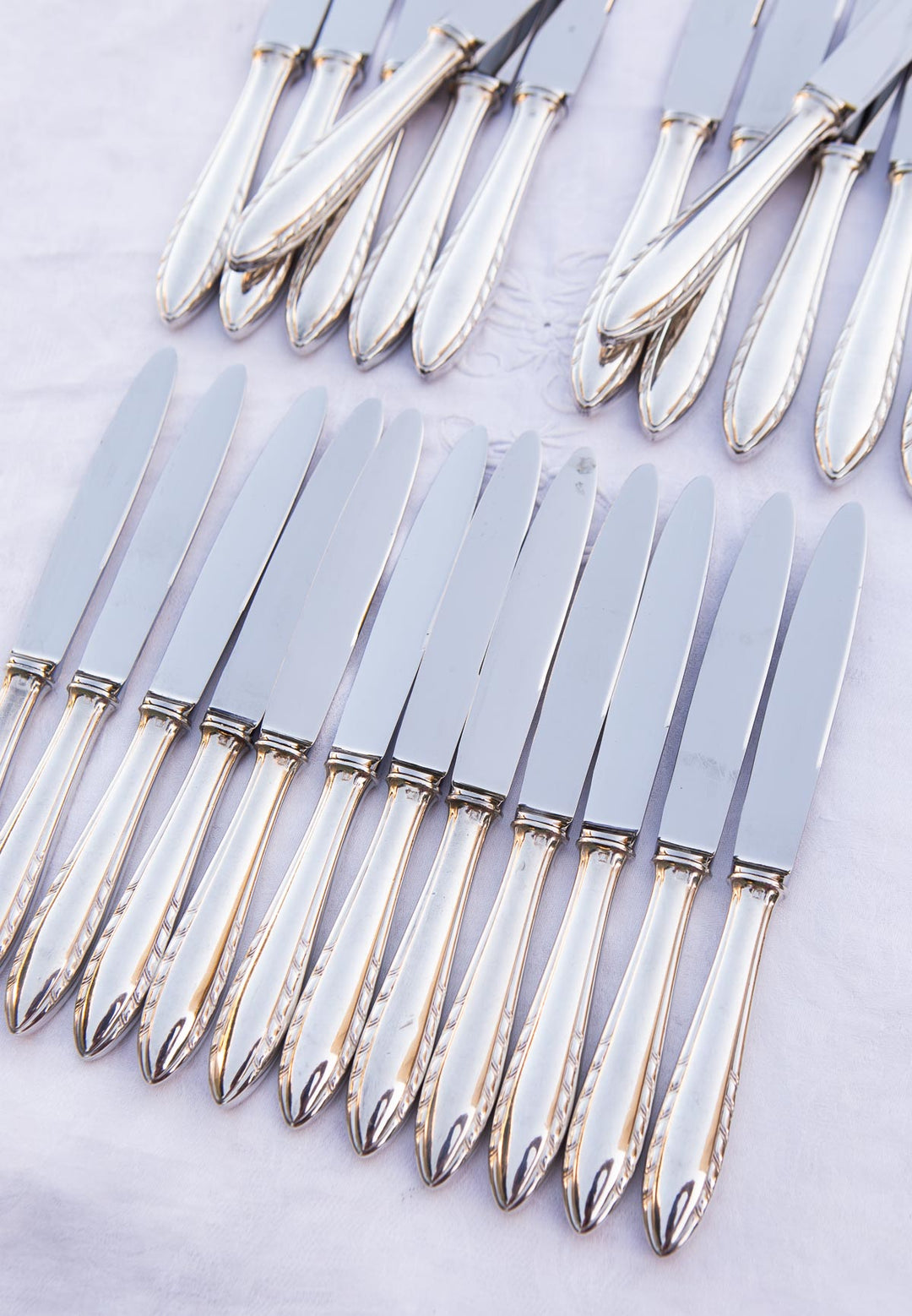 Juego cuchillos MESA y ENTRANTES franceses baño plata y acero inox (24 PIEZAS)