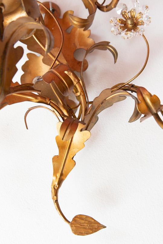 Gran aplique italiano metal dorado 5 luces c. 1970 (87*50 cm)