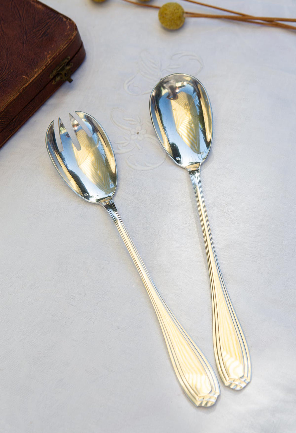 Juego 2 piezas servicio ENSALADA metal baño plata Orbrille