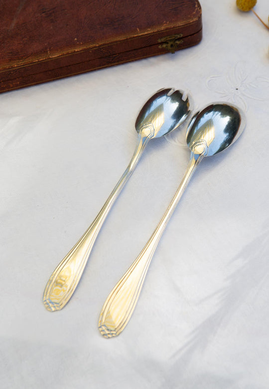 Juego 2 piezas servicio ENSALADA metal baño plata Orbrille