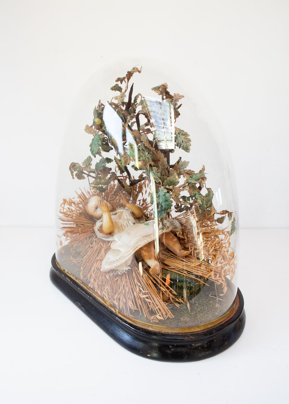 Antiguo fanal con niño Jesús cera Francia s. XIX (48 cm)