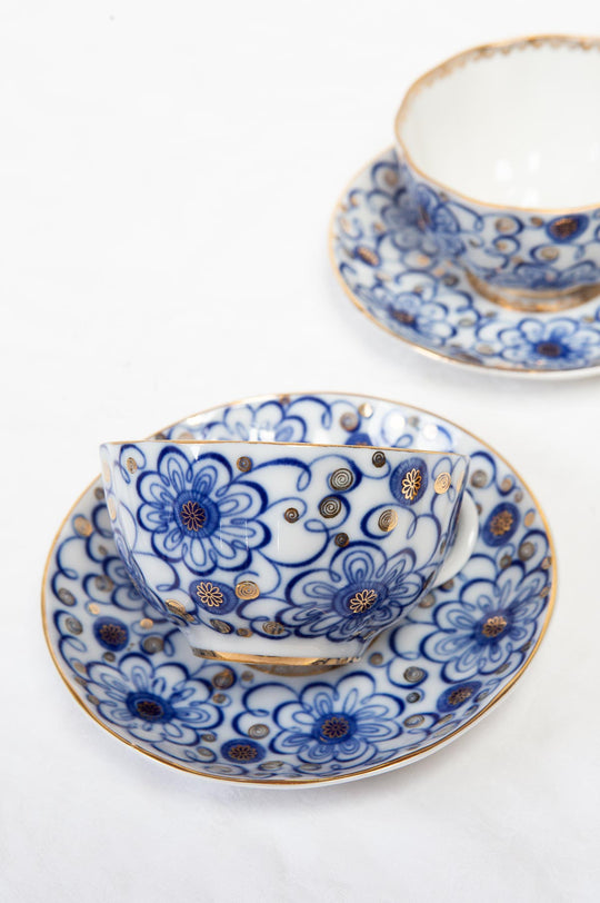 Juego de té para 2 porcelana rusa Lomonosov "Made in URSS"