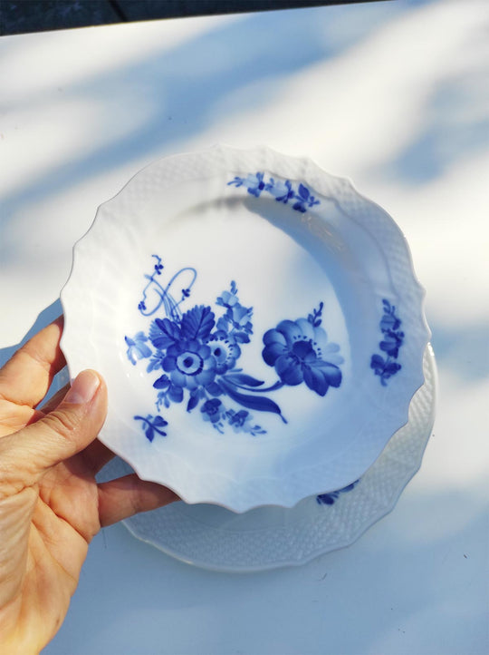 Juego postre para 8 porcelana danesa Royal Copenhagen "Flor azul" "Blå Blomst" (9 PIEZAS)