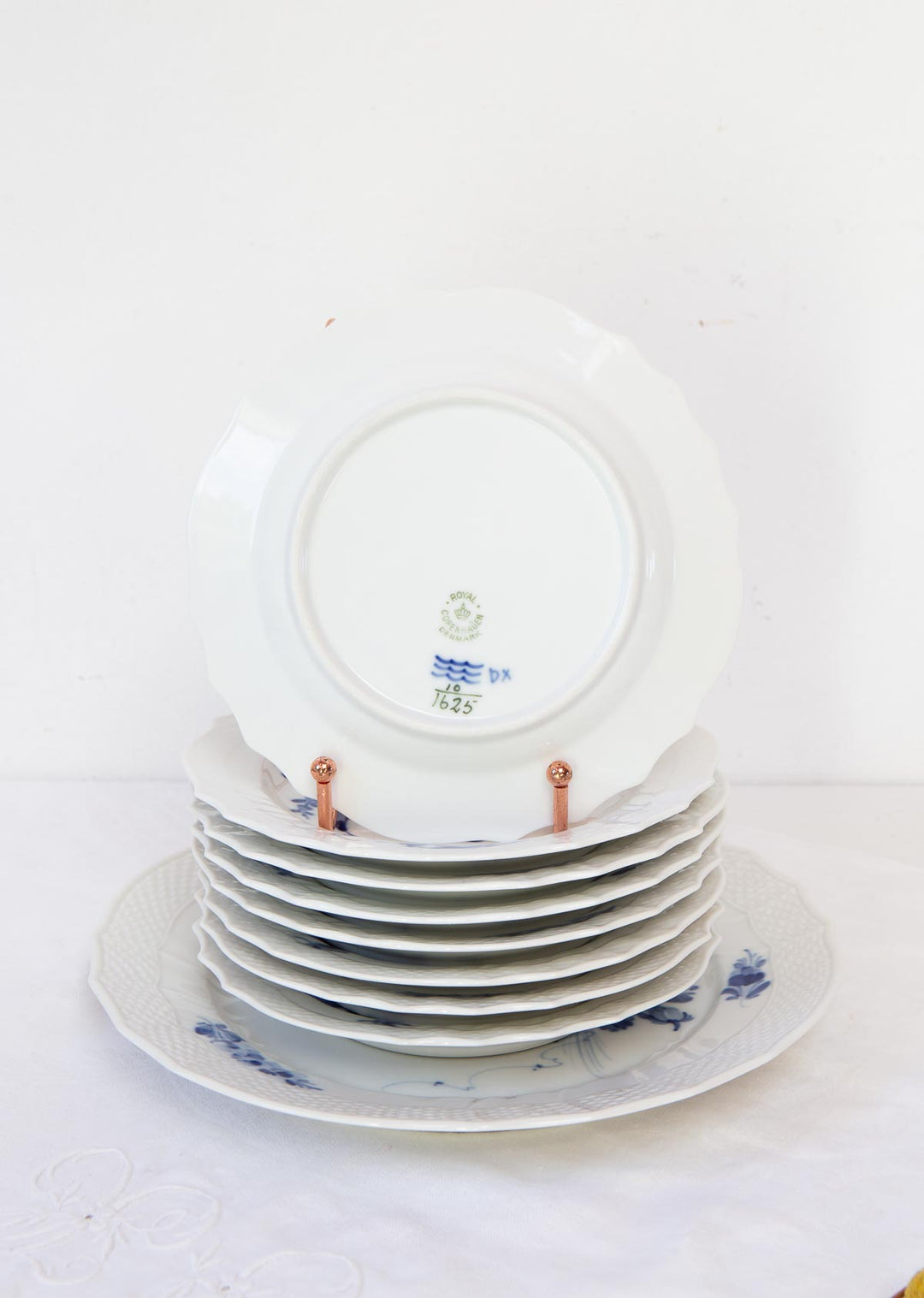 Juego postre para 8 porcelana danesa Royal Copenhagen "Flor azul" "Blå Blomst" (9 PIEZAS)