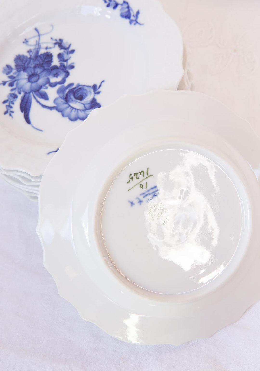 Juego postre para 8 porcelana danesa Royal Copenhagen "Flor azul" "Blå Blomst" (9 PIEZAS)