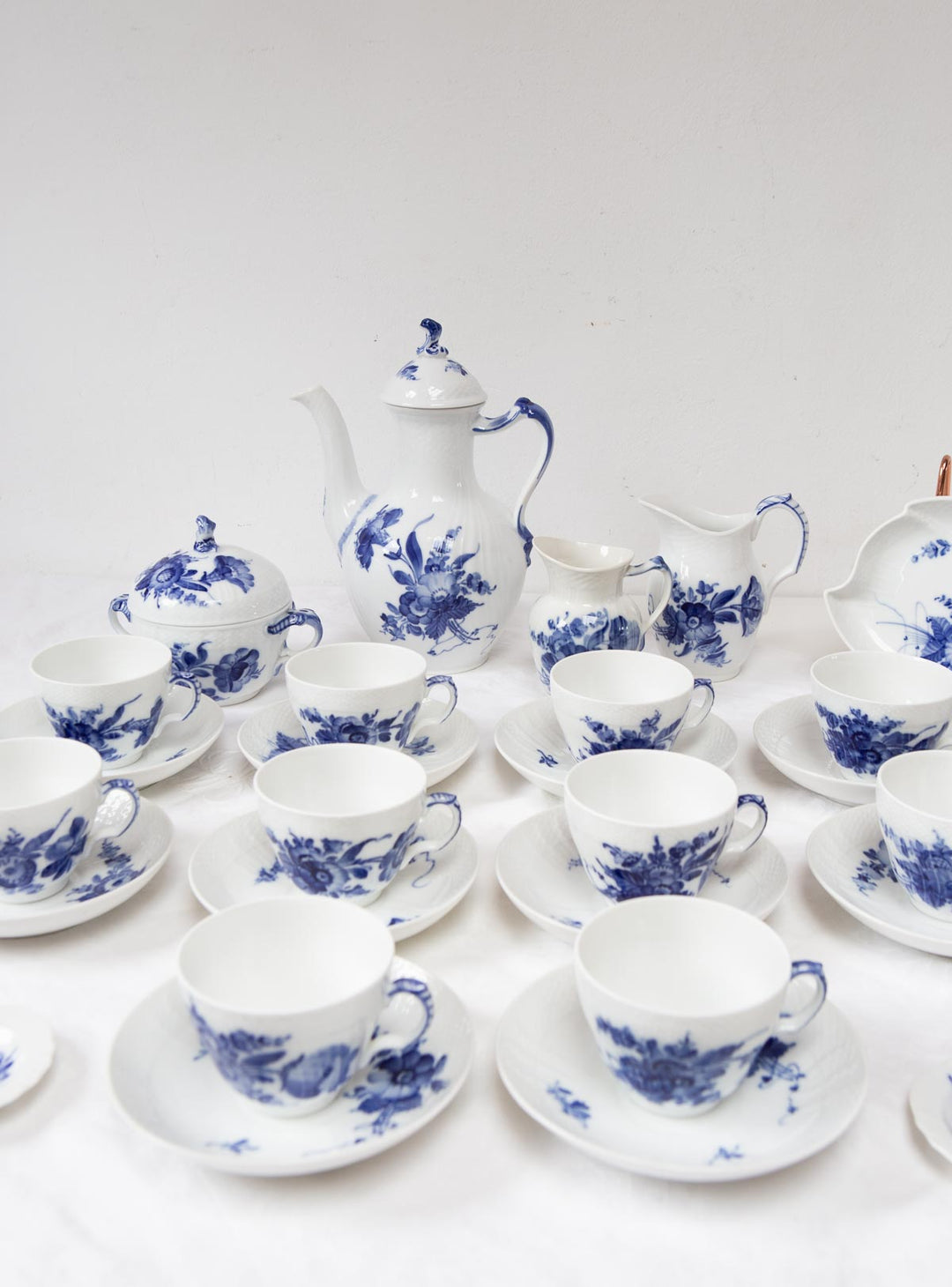 Juego de café Royal Copenhagen "Flor azul" "Blå Blomst" (11 SERVICIOS)