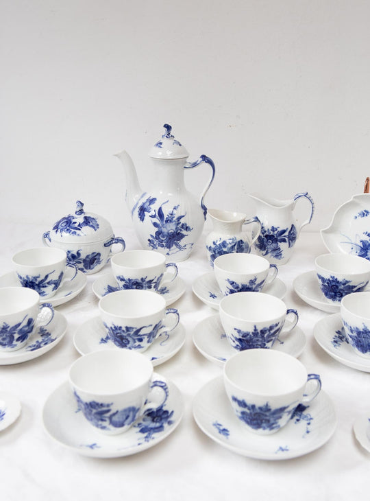 Juego de café Royal Copenhagen "Flor azul" "Blå Blomst" (11 SERVICIOS)