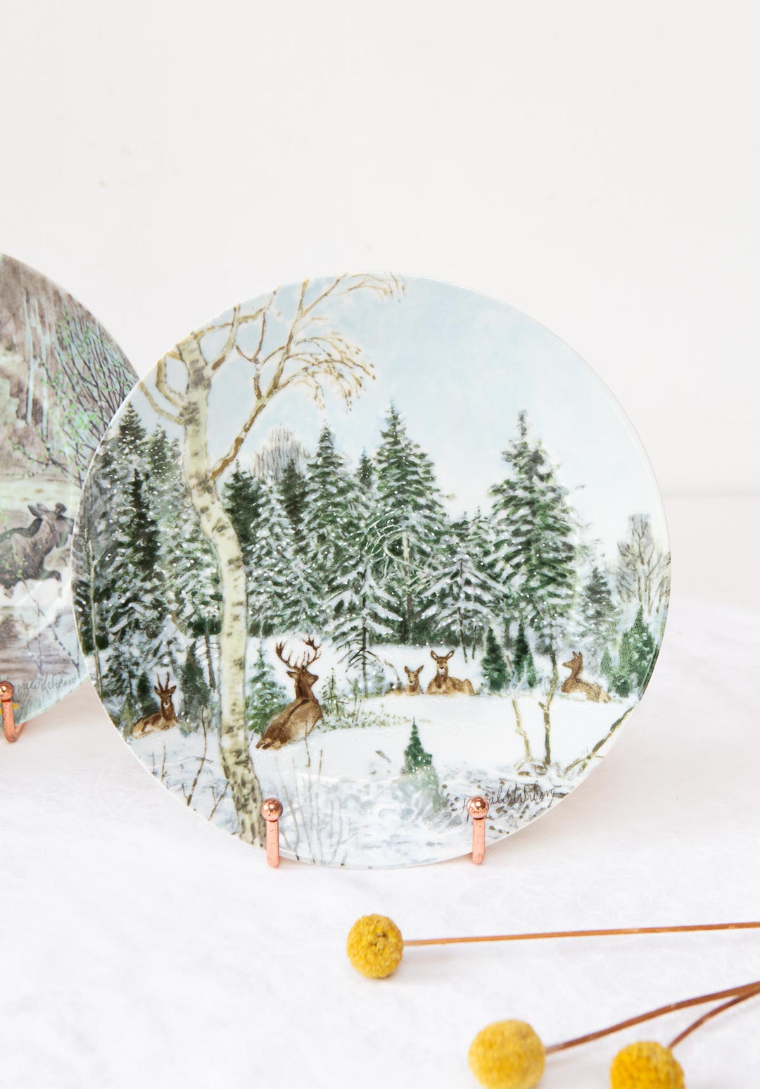 3 platos decorativos porcelana sueca Rörstrand - Harald Wiberg fauna salvaje 1988-1989