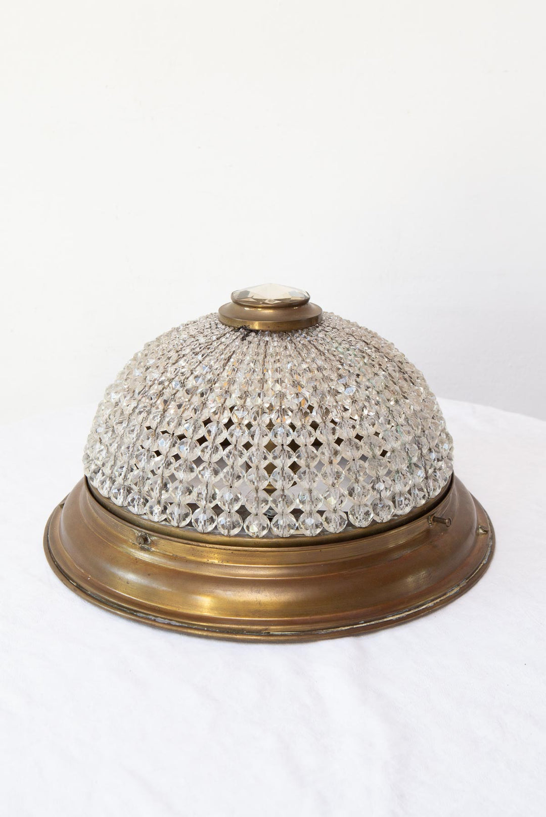 Antiguo plafón checo cristal Bohemia y latón c. 1920-30 (31 cm)