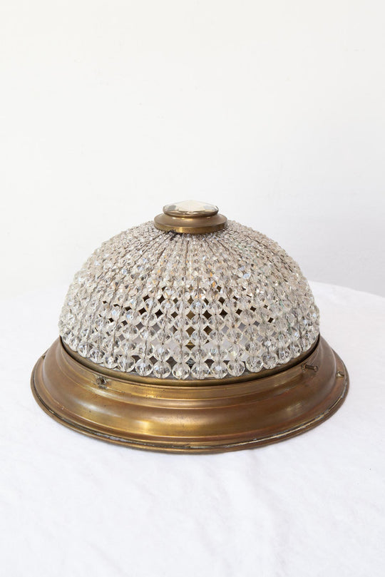 Antiguo plafón checo cristal Bohemia y latón c. 1920-30 (31 cm)