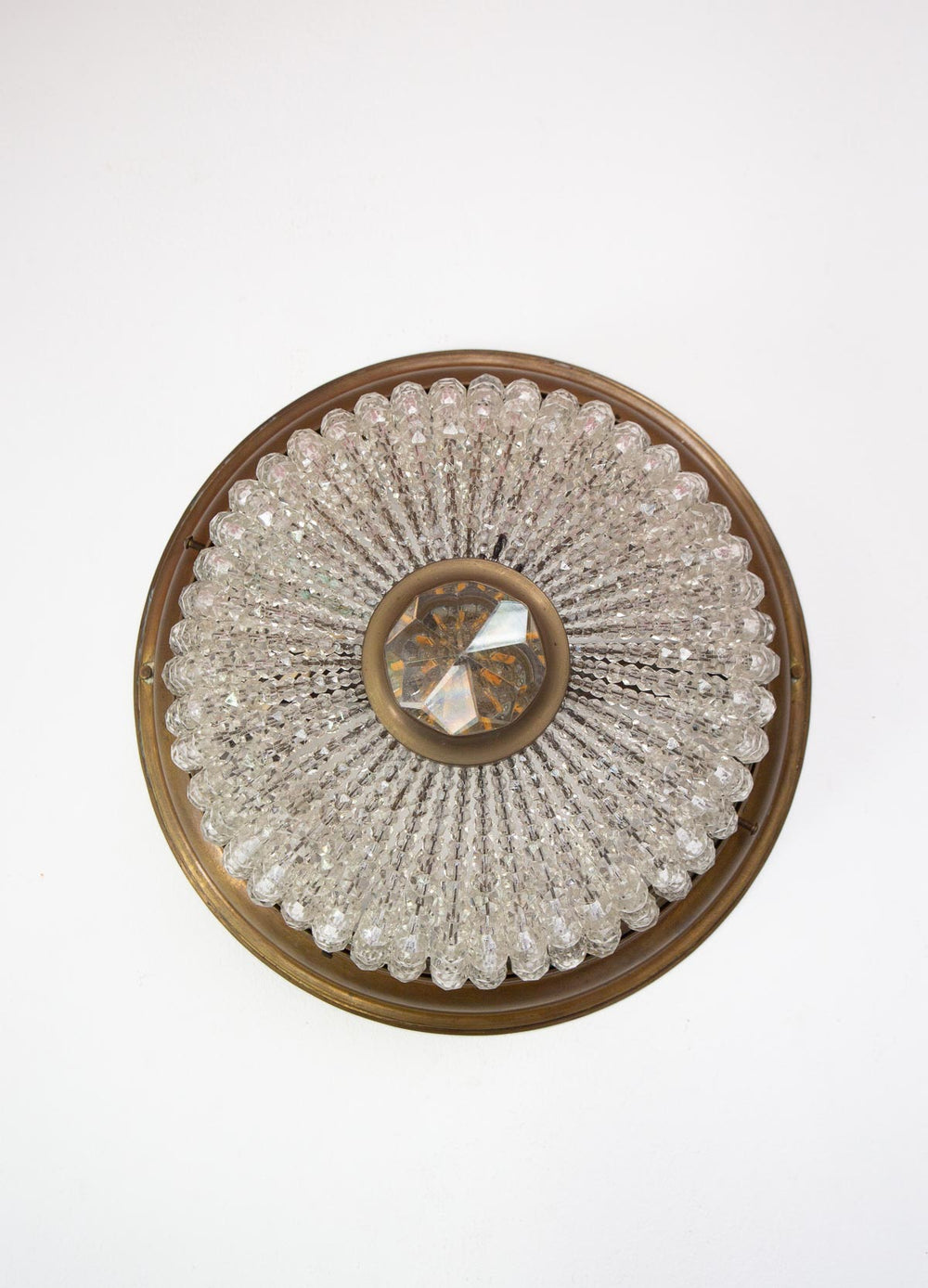 Antiguo plafón checo cristal Bohemia y latón c. 1920-30 (31 cm)